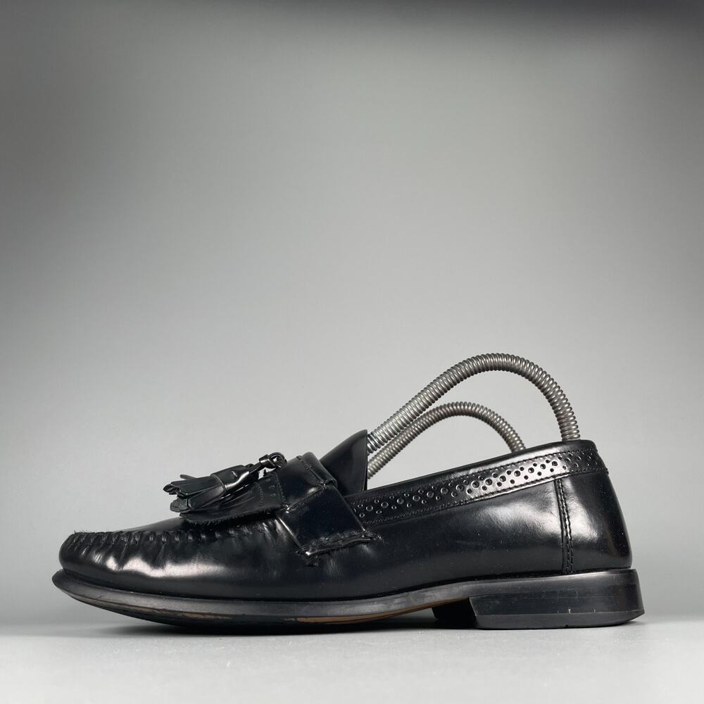 G.H. Bass & Co. Men's 7 M Black Leather Slip On Tassel Kilt Loafers Dress Shoes